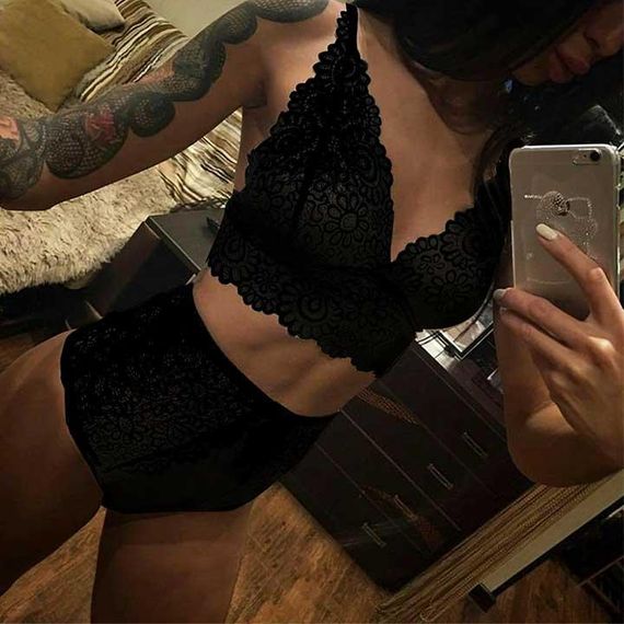 Еротичний мереживний комплект чорний | Зображення 2