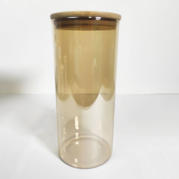 Ємність скляна з дерев'яною кришкою (кругла) бурштин VT-8012 Vittora 1200 мл | Зображення 2