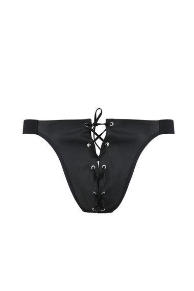 Чоловічі сліпи на шнурівці Passion 044 SLIP BEN L/XL Black, екошкіра, люверси Sex Aura | Зображення 2