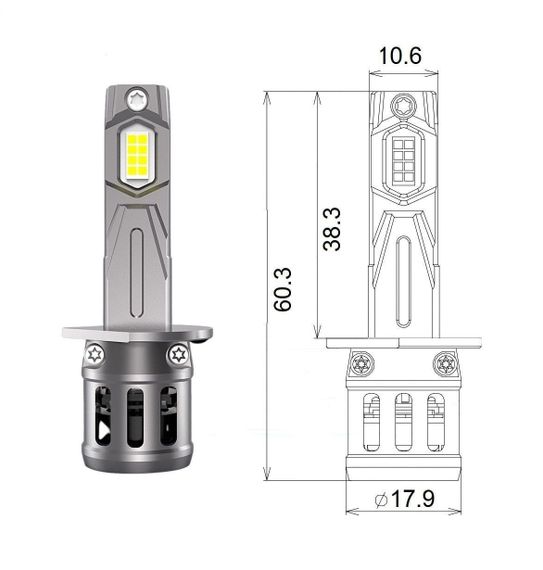 Комплект світлодіодних ламп Qline SA H1 52W 6000K Qline (Small Active) 12V | Зображення 2