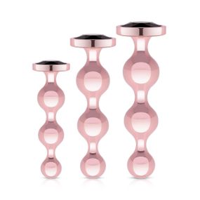 Набор анальных игрушек Rosy Gold - Metal Butt Plug Set 3 Pieces, Розовый