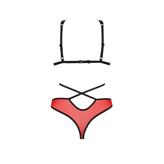 Комплект белья Passion PEONIA SET S/M red, бра, трусики | Зображення 3