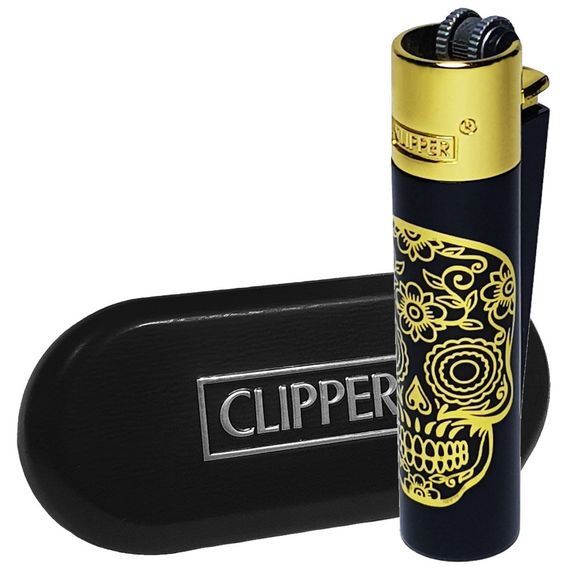 Газовая Зажигалка Клиппер Железная "Clipper Metal Mexican Skulls Gold"