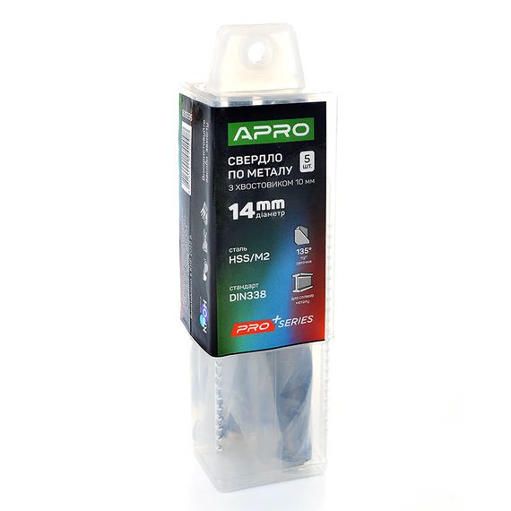 Свердло для металу HSS/M2 (6542) Ø 14,0 мм із хвостовиком Ø 10 мм (тубус, кратність5 шт.) PRO APRO 8306961 | Зображення 1