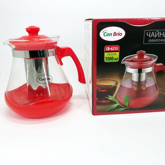 Чайник для заварювання Con Brio Green CB-6215 1,5 л, Чайник для заварювання якісний на кухню. Колір: червоний | Зображення 9