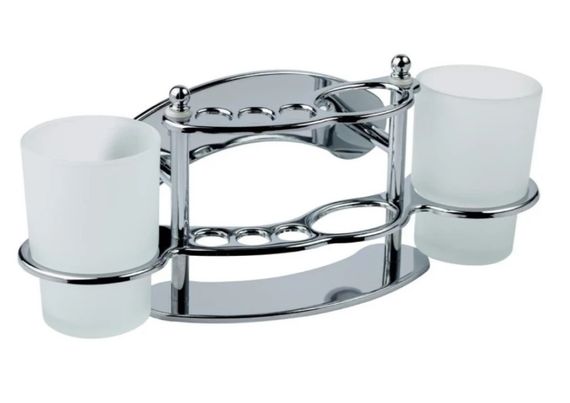 Склянка подвійна з тримачем зубних щіток для ванної кімнати Kroner KRM Rizze - ACC311 (CV022906)