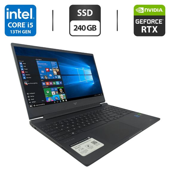 Ігровий ноутбук HP Victus 15-fa2013dx / 15.6" (1920x1080) IPS / Intel Core i5-13420H (8 (12) ядер по 2.1 - 4.6 GHz) / 16 GB DDR4 / 240 GB SSD / nVidia GeForce RTX 3050, 6 GB GDDR6, 96-bit / WebCam б/в