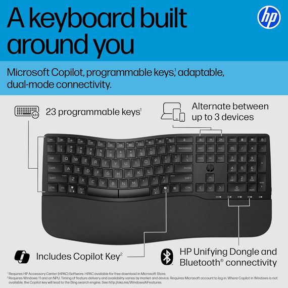 Клавиатура мембранная HP 680 Comfort Dual-Mode 111key 8T6L8AA | Зображення 1