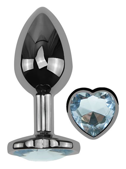 Анальна пробка з кристалом EGZO - Dark Silver Heart Plug Clear size M Sex Aura | Зображення 1