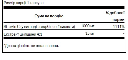 Vitamin C with Rose Hips 1000 mg - 90 caps | Зображення 1