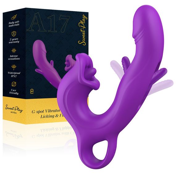 Вібратор - Erospace Sweet Play G-Spot Vibrator With Clitoral Licking & Flapping A17