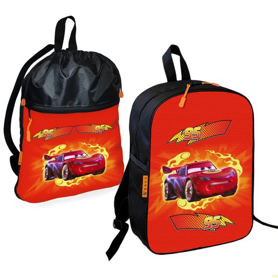 Шкільний рюкзак дитячий Тачки Блискавка Макквін + Сумка для взуття спортивної форми рюкзак-мішок хлопчикові (01847)