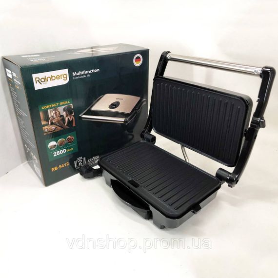 Электрический гриль барбекю кухонный Rainberg, Электрический контактный гриль для дома RZ-81 | Зображення 2