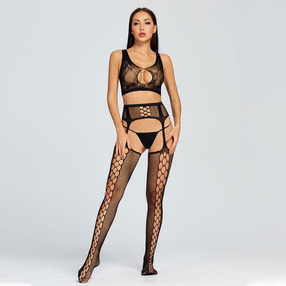 Еротичні колготки з відкритими стегнами Babydoll 42 Чорний 1602 | Зображення 4