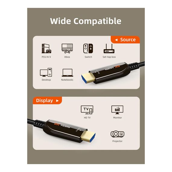 Кабель мультимедийный HDMI to HDMI 50.0m v2.1 AOC Cabletime (CA914036) | Зображення 1