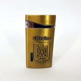 Турбо запальничка, кишенькова запальничка "Ukraine" 325, незвичайна запальничка, вітрозахисна. Колір: золотий