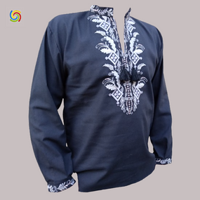 Рубашка Украинская вышиванка  32359 цвет чёрный размер L/XL