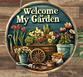 Табличка / постер  ( дерево) "Ласкаво Просимо до мого саду " /Welcome to My Garden декор