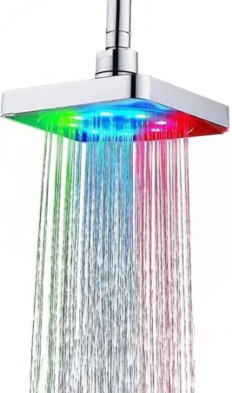 Лійка насадка для душу з LED-підсвіткою RGB світлодіодна, квадратна 150 мм LED Shower head AND XL-902 | Зображення 2