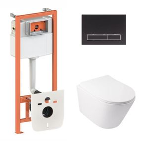 Готовое решение Qtap для ванной комнаты: подвесной унитаз Swan Ultra Quiet 485x360x320 + комплект инсталляции Nest 4 в 1 (линейная