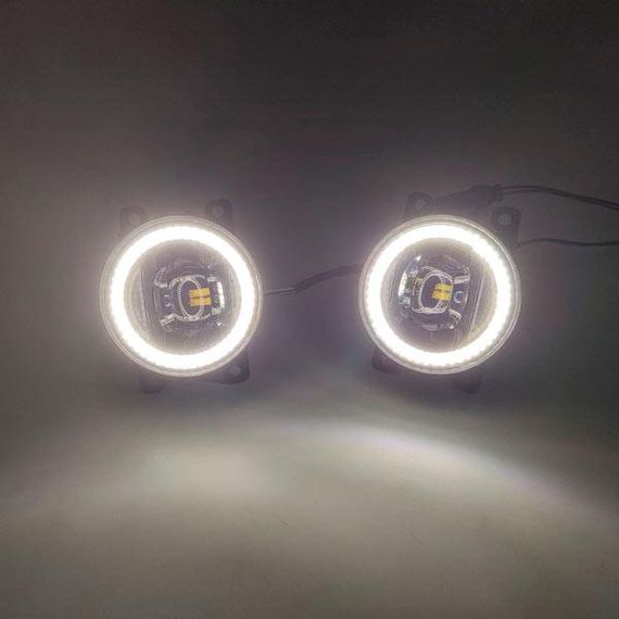 LED фари протитуманні 90 мм велика лінза і ангельські очі 60W 3,5 дюйма денні ходові вогні DRL 2 штуки | Зображення 2