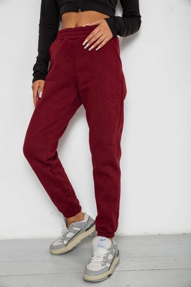 Спортивные штаны женские на флисе, цвет бордовый, 238R57828 | Зображення 2