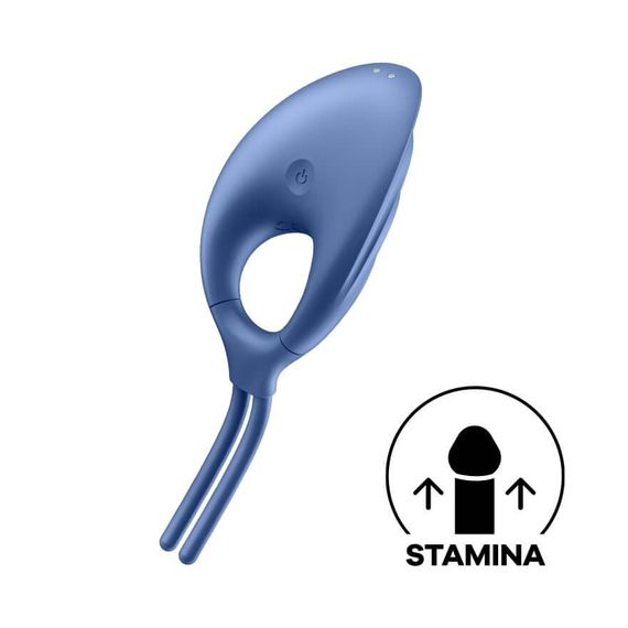 Регулируемое эрекционное кольцо Satisfyer Swordsman Camouflage с вибрацией, голубое sexstyle | Зображення 5