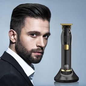 Машинка акумуляторна для стрижки для волосся з дисплеєм ENZO EN-5048 Чорна