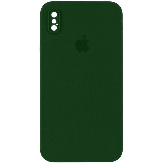 Уценка Чехол Silicone Case Square Full Camera Protective (AA) для Apple iPhone XS / X (5.8") Дефект паковання/Зелений/Army green