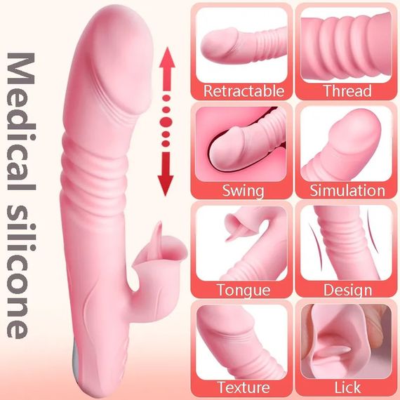 Вібромасажер «Serena» вагінально-кліторальний зі зворотно-поступальними рухами, подвійна стимуляція + sexstyle | Зображення 14