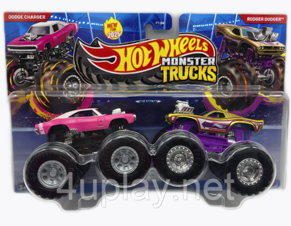 Подарунковий набір 2 монстр-траки Хот Вілс Оригінал Hot Wheels Monster Trucks Rodger Dodger vs Dodge Charger | Зображення 2
