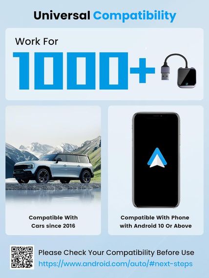 Бездротовий адаптер CarPlay Android Auto, WiFi, Bluetooth, для авто з 2016 року Android 10+, USB-A/Type-C, Карплей | Зображення 6