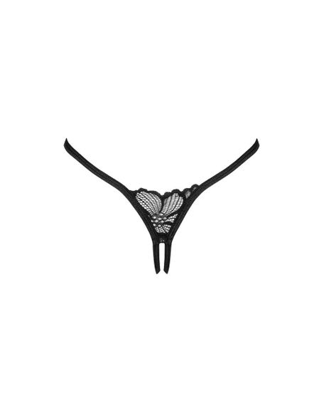 Кружевные стринги с открытым доступом Serafia Obsessive, черные, XS/S sexstyle | Зображення 7