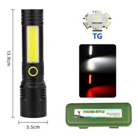Ліхтар ручний батарейний BN-537-TG+COB (White+red), Потужний акумуляторний світлодіодний ліхтар MY-57