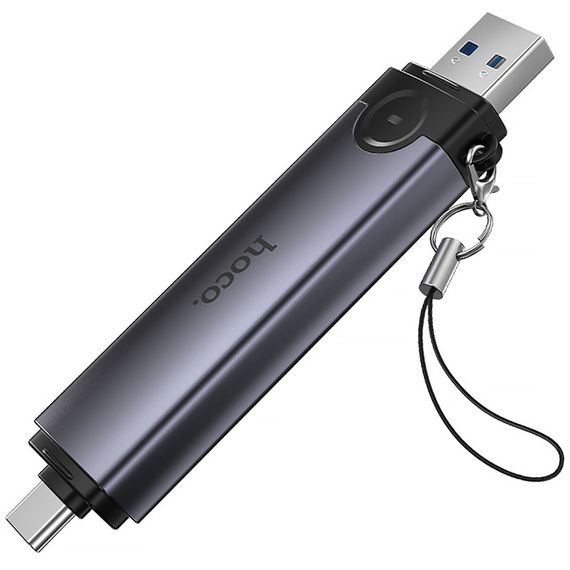 Картридер Hoco HB56 Victory 5in1 Type-C/USB2.0 to SD/TF3.0 + USB 2.0 Metal gray | Зображення 2