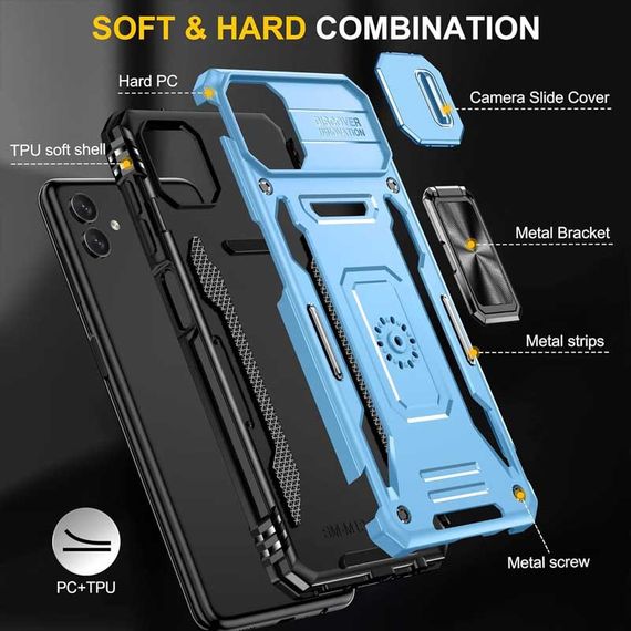 Ударопрочный чехол Camshield Army Ring для Samsung Galaxy A05 Голубой / Light Blue | Зображення 1