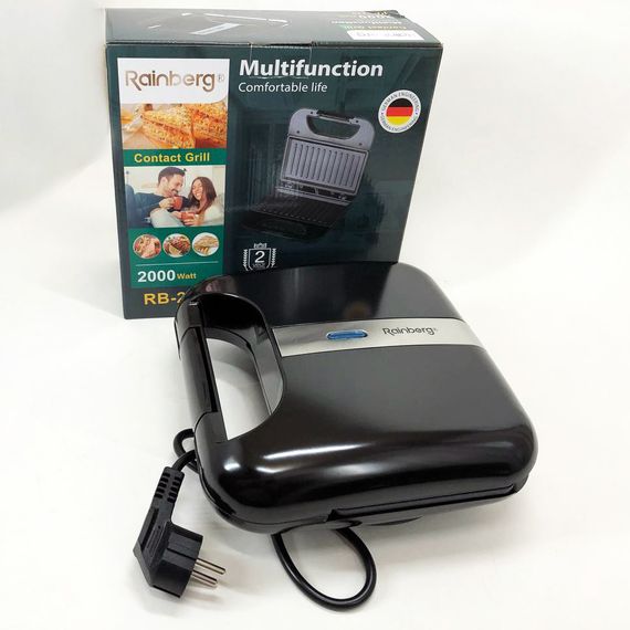 Домашний гриль Rainberg RB-2249, Вафельница 3в1, Мультипекарь вафельница, RI-789 Бутербродница 4в1 | Зображення 7