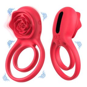 Двойное эрекционное кольцо с вибрацией Hgod Rose USB