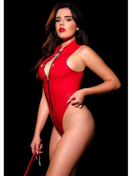 Соблазнительное глянцевое боди Oh My G! Tokyo Body с молнией спереди, красное, M-L sexstyle | Зображення 1