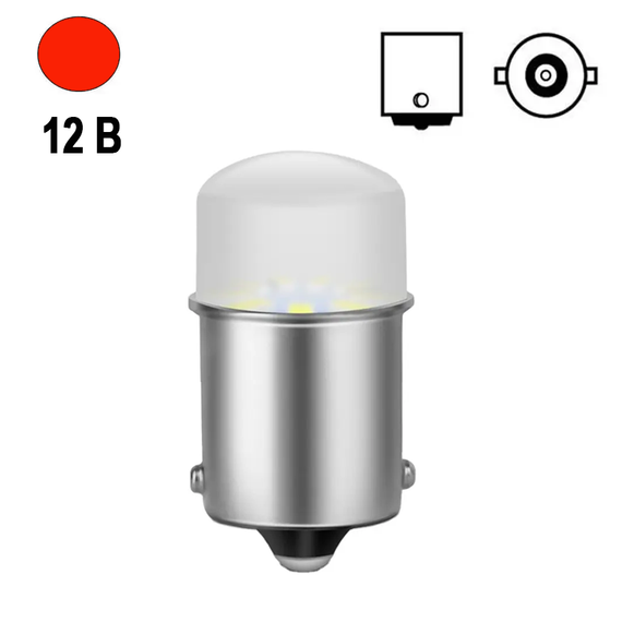 Автолампа світлодіодна P21W/1156, цоколь BA15s, 3014 х 9 smd, червона, лінза 12 В | Зображення 1