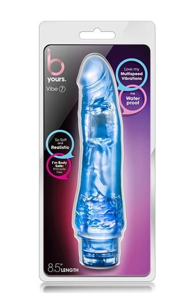 Вібратор гельовий багатошвидкісний Blush B-Yours на батарейках, синій Sex Aura | Зображення 3