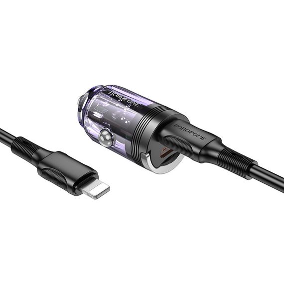 АЗП Borofone BZ29B Outstanding PD36W (2USB-C) + кабель Type-C to Lightning Transparent purple | Зображення 1