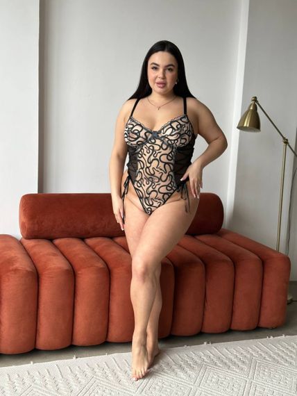 Еротичний чорний боді PLUS SIZE зі шнурівкою | Зображення 1