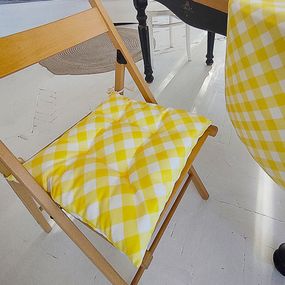 Подушка на стул с завязками Бело-желтые полосы 40x40x4 см (PZ_21A012)