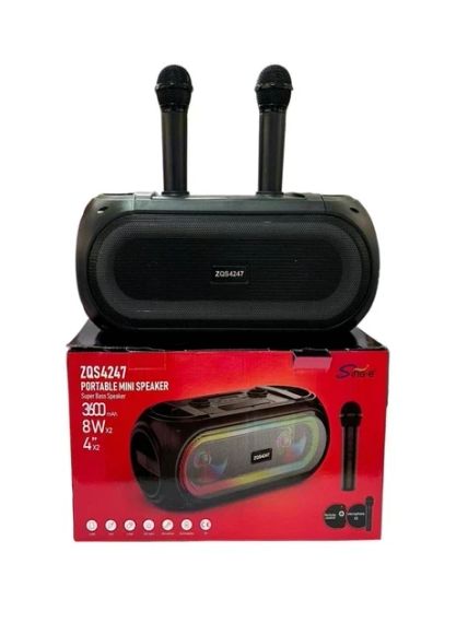 Портативна Bluetooth-колонка ZQS4247 16 Вт з 2 мікрофонами караоке USB TF FM AUX | Зображення 1
