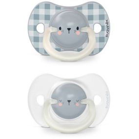 Пустышка Suavinex фізіологочна, 2 шт. 0-6 місяців, нічна/ведмедик (308212)