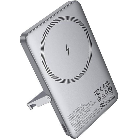 Портативний ЗП Power Bank Hoco Q36 Sunlight magnetic suction+holder PD20W з БЗП 5000 mAh Metal grey | Зображення 5