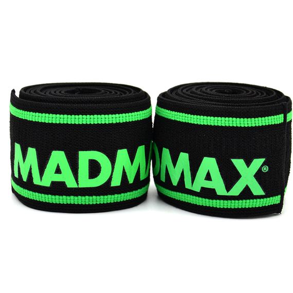 Бинти на коліна MadMax MFA-299 Non slide &amp; slip knee wraps 2.0m Black/Green | Зображення 2