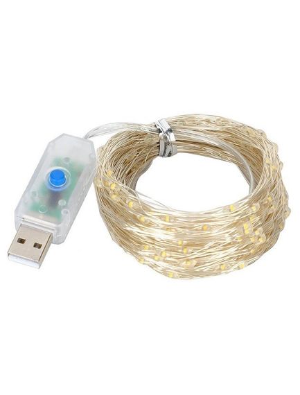 Світлодіодна гірлянда нитка на 100 Led "Краплі роси" 10 м з USB підключенням та пультом ДУ Білий | Зображення 1