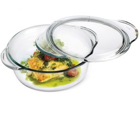 Форма для запекания жаропрочная стеклянная с крышкой круглая Simax 1.5 л 6666/6676